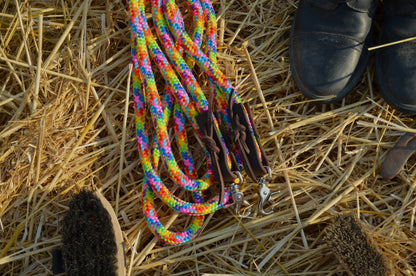 rênes éthologique cuir/corde multicolor